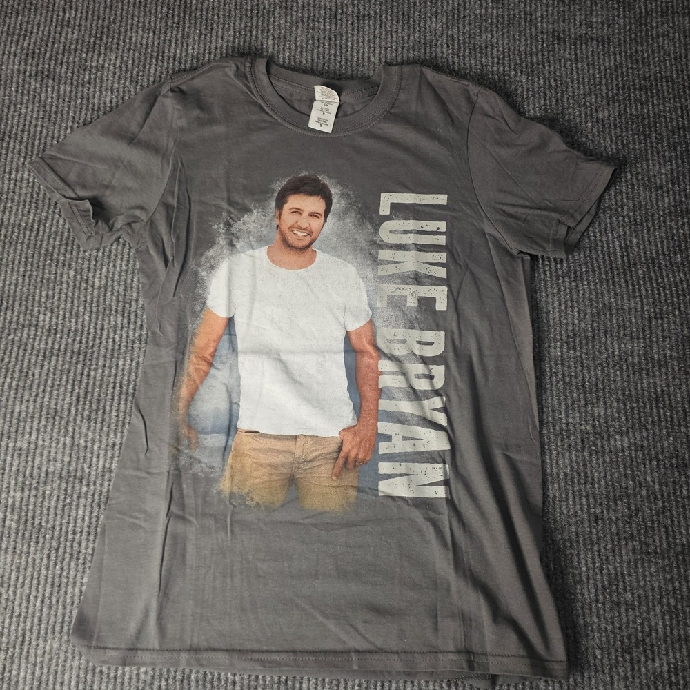 Luke Bryan Shirt Mens Small Gray Tailgates & Tanlines Tour Graphic Country Tee